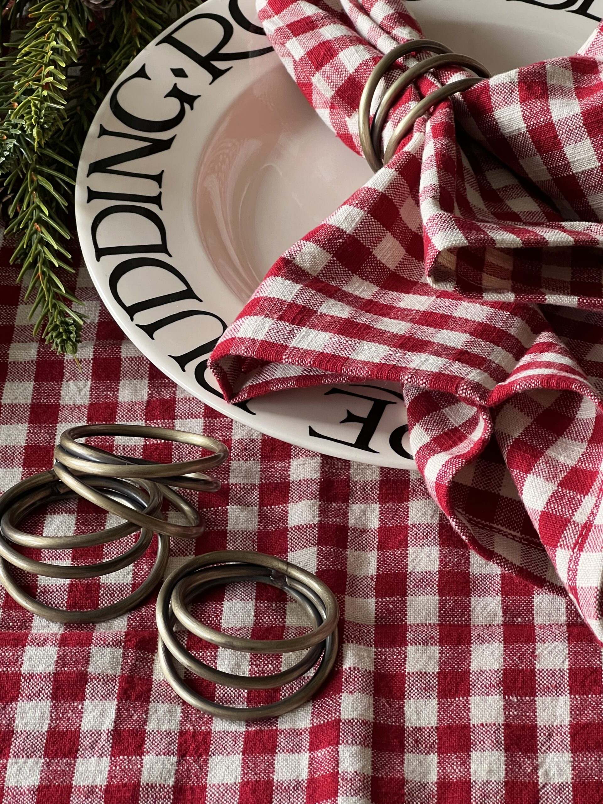 Gingham napkins set 4 | red - Image 3