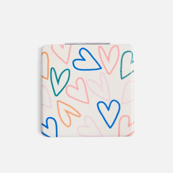 Square Pocket Mirror | Outline Hearts