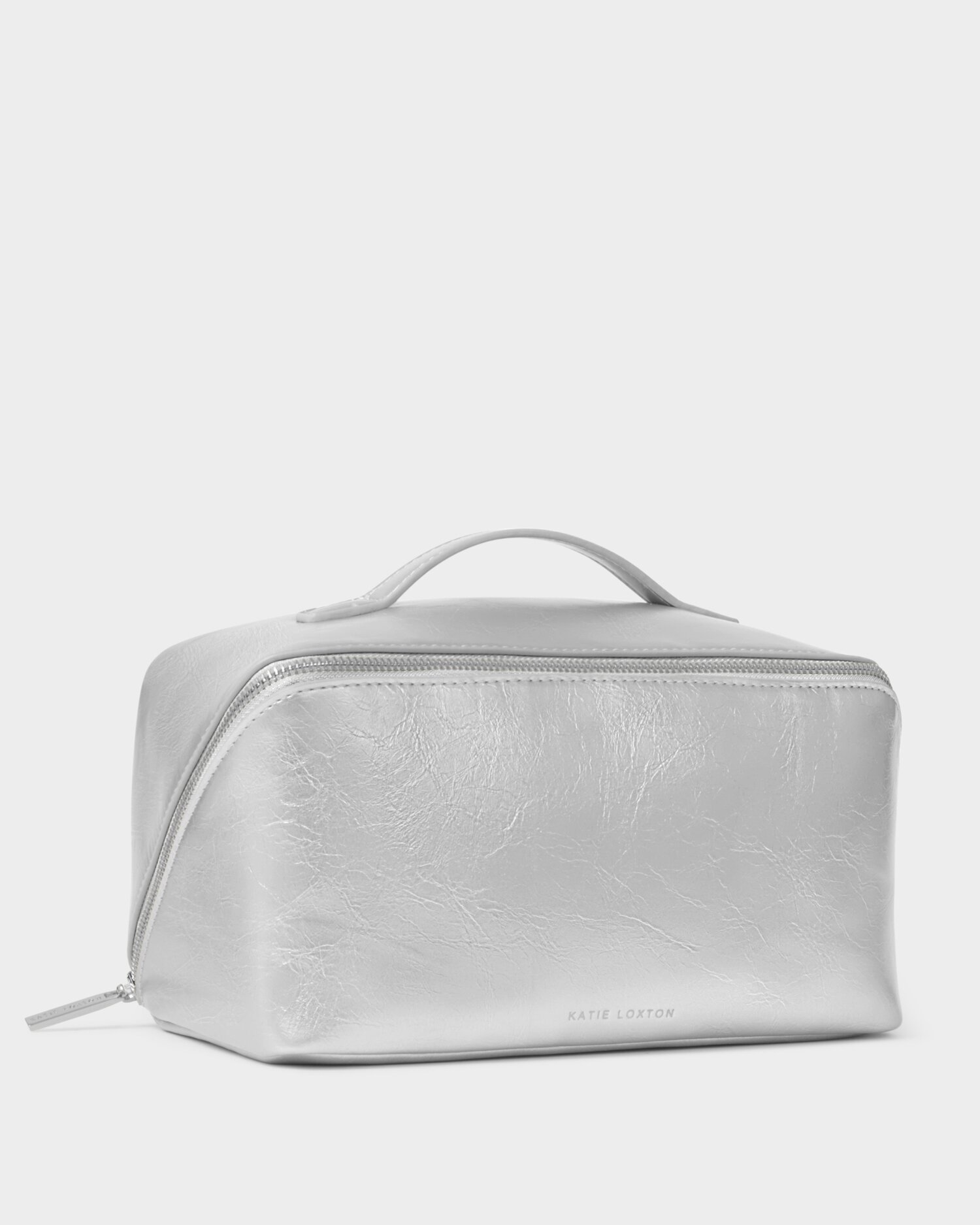 Large Patent Crackle Make Up And Wash Bag | Silver - Image 4
