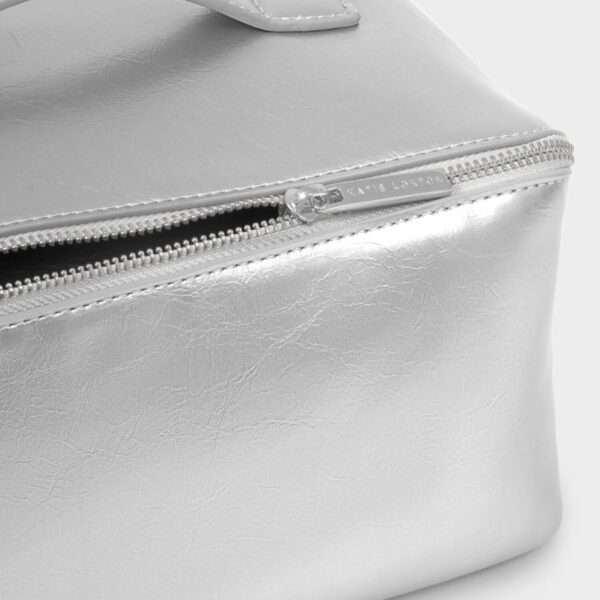 Large Patent Crackle Make Up And Wash Bag | Silver