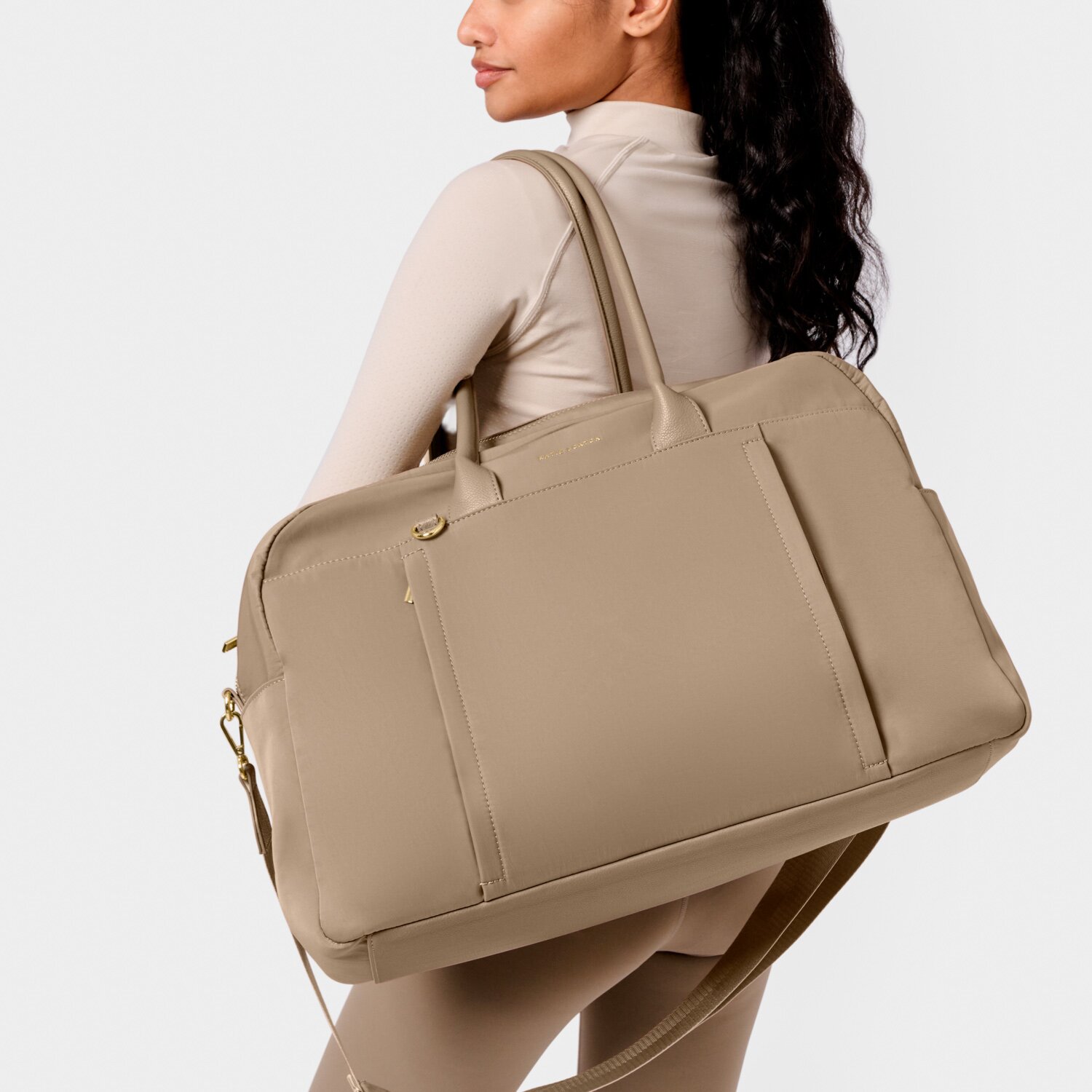 Nylon Luxe Everyday Holdall | Taupe - Image 4