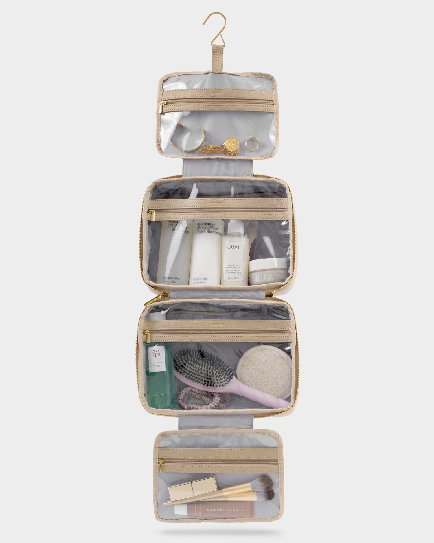 Hanging Make up & Wash Bag | Light Taupe - Image 8