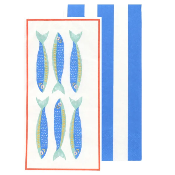 Fish Long Lunch Paper Napkins | 16 Pack