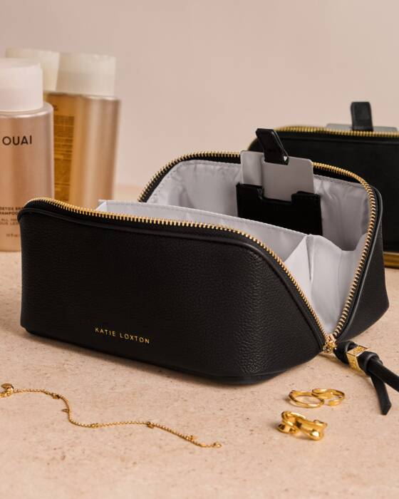 Fold Out Mirror Make up Bag | Black - Image 5