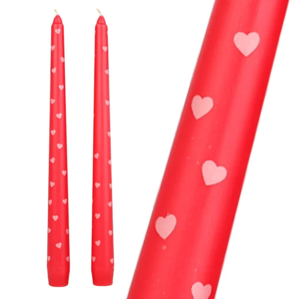 Heart Taper Dinner Candles | Set 2