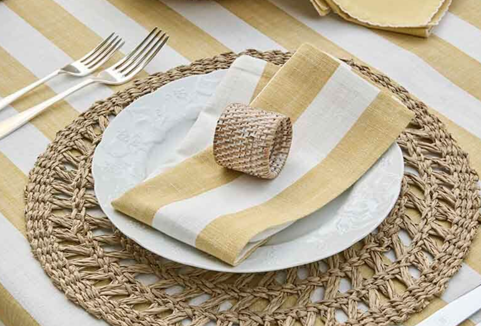Honeydew Wide Stripe Napkins | Set 4 - Image 2