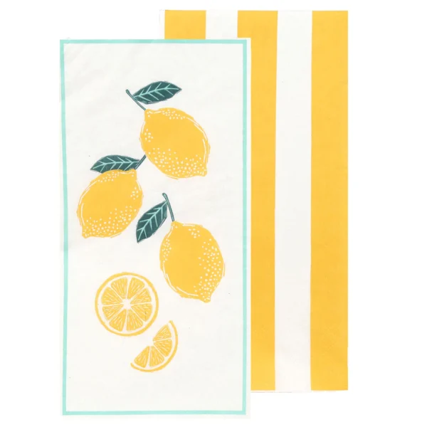 Lemon Long Lunch Paper Napkins | 16 Pack