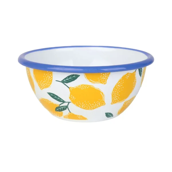 Lemon Patterned Enamel Bowl | 12cm