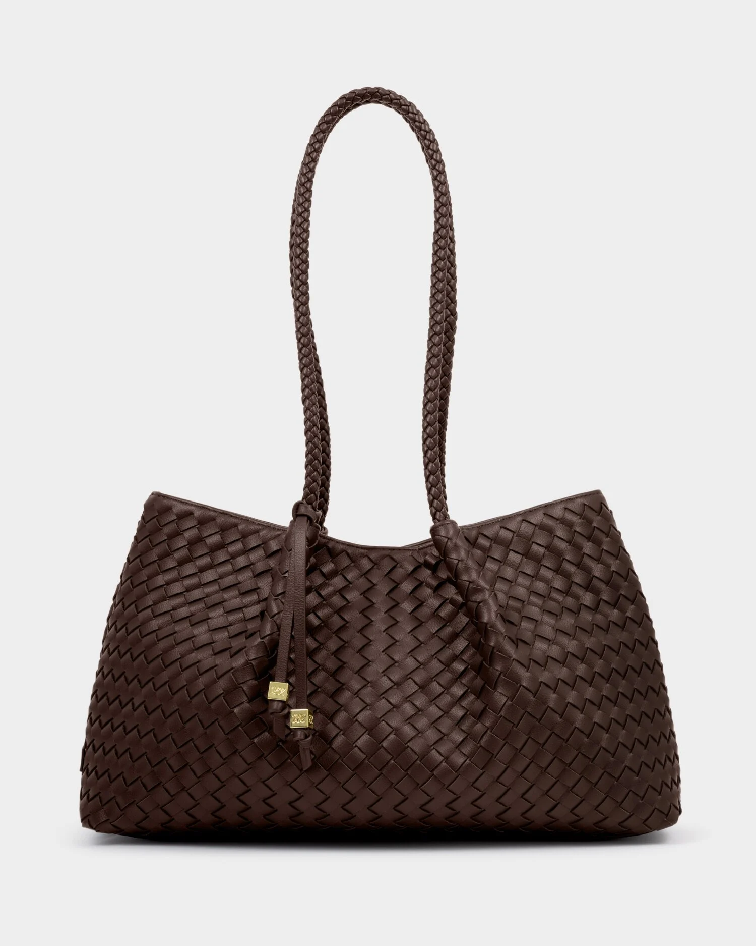 Nova Woven Small Shoulder Tote | Chocolate - Image 2