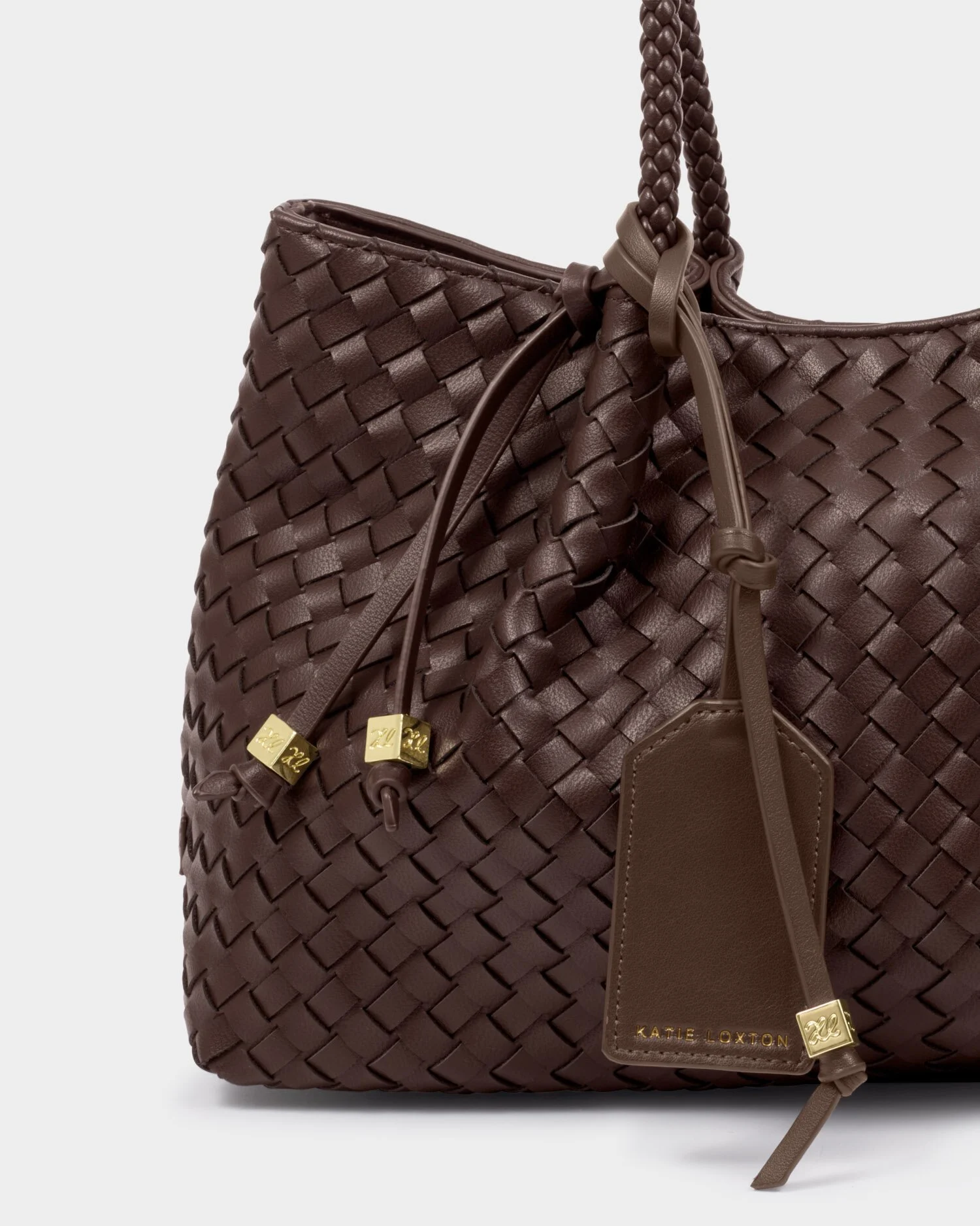 Nova Woven Small Shoulder Tote | Chocolate - Image 3