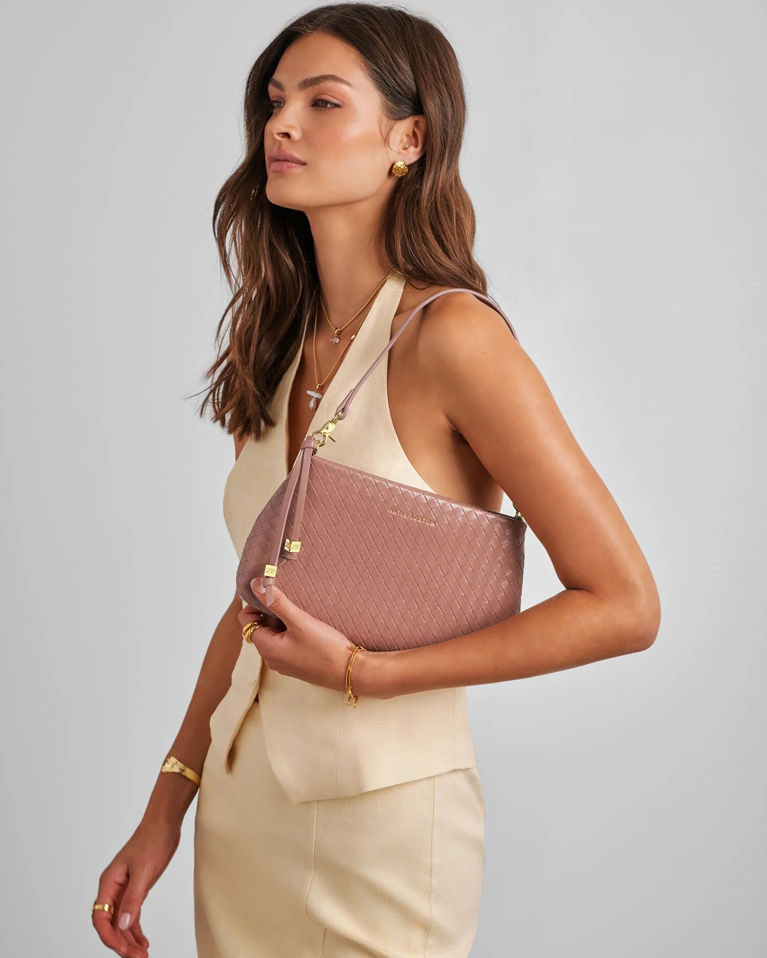 Nova Woven Small Shoulder Bag | Pink Clay - Image 2