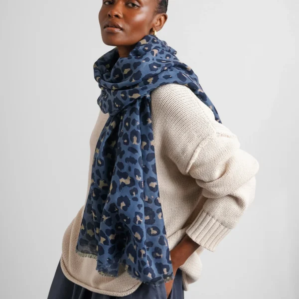 Printed Scarf | Leopard Blue