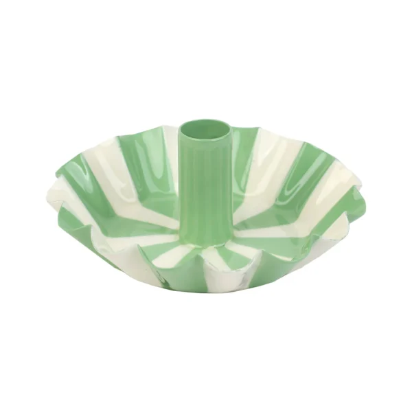 Metal Fluted Candleholder | Green Stripe
