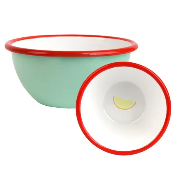 Lemon Aqua Enamel Bowl | 12cm