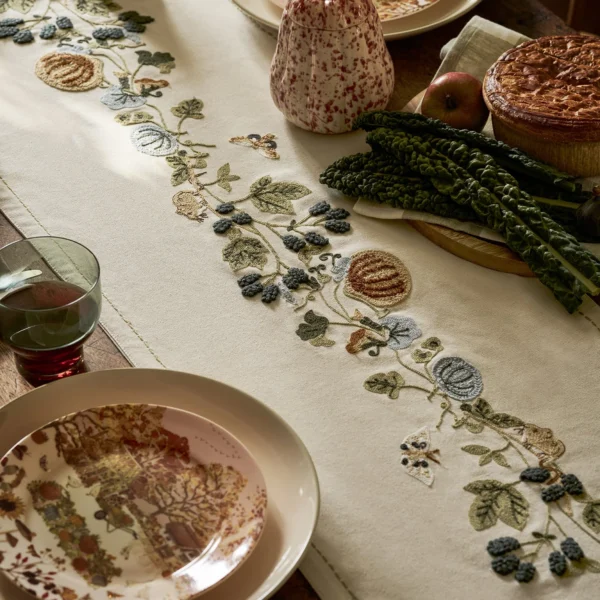 Embroidered Table Runner | Autumn Forage