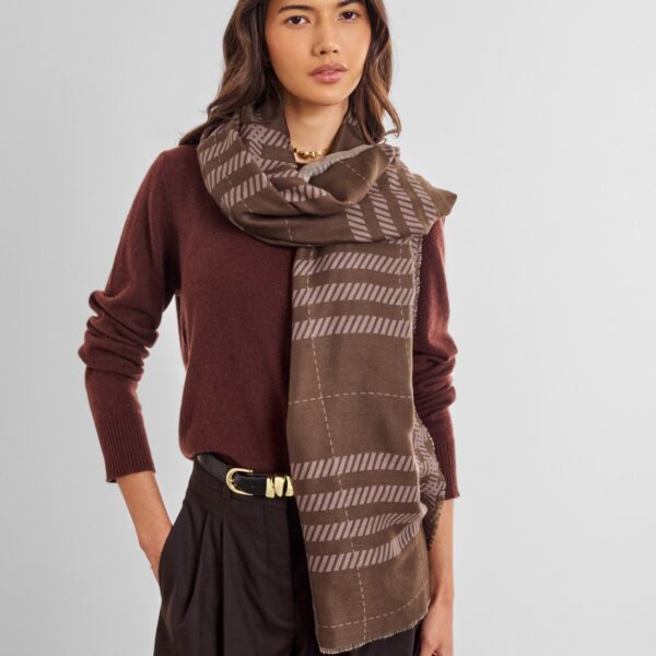 Printed Scarf | Brown Check