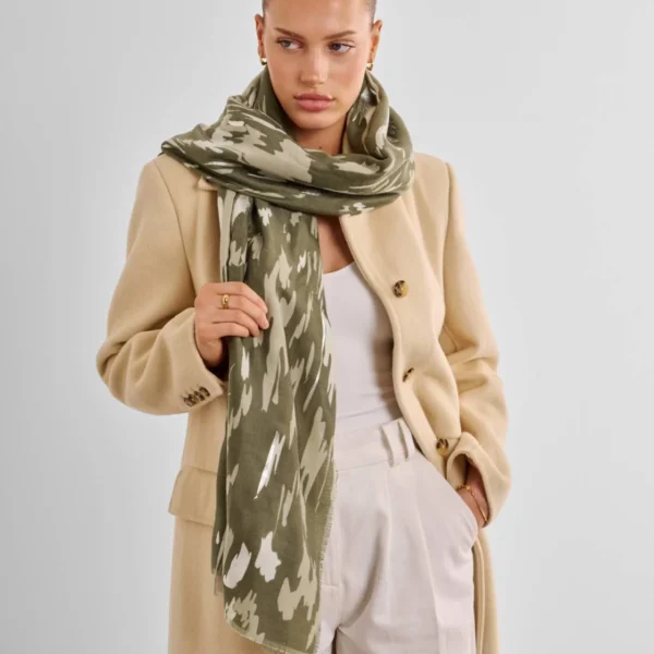 Printed Scarf | Olive Animal Foil